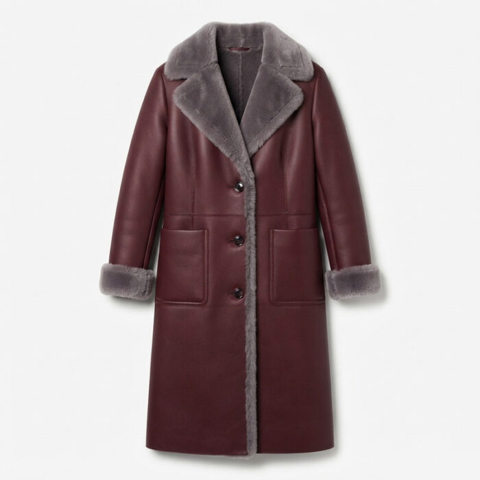 Shearling Lined Leather Coat