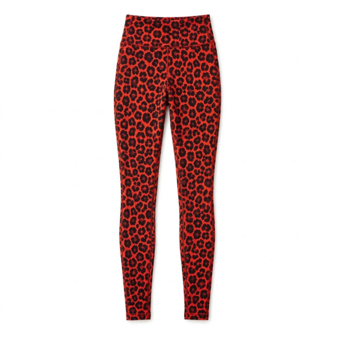 Womens Animal-Print Leggings - Crimson Leopard
