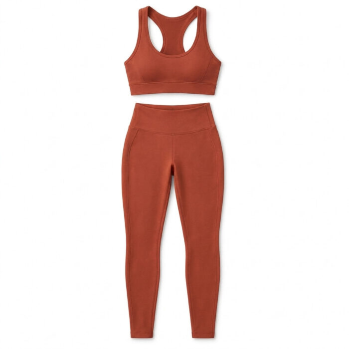 Womens Sports Bra and Leggings Set - Coral Rust