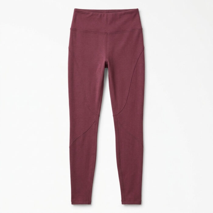 Womens High-Waisted Leggings - Burgundy Wine