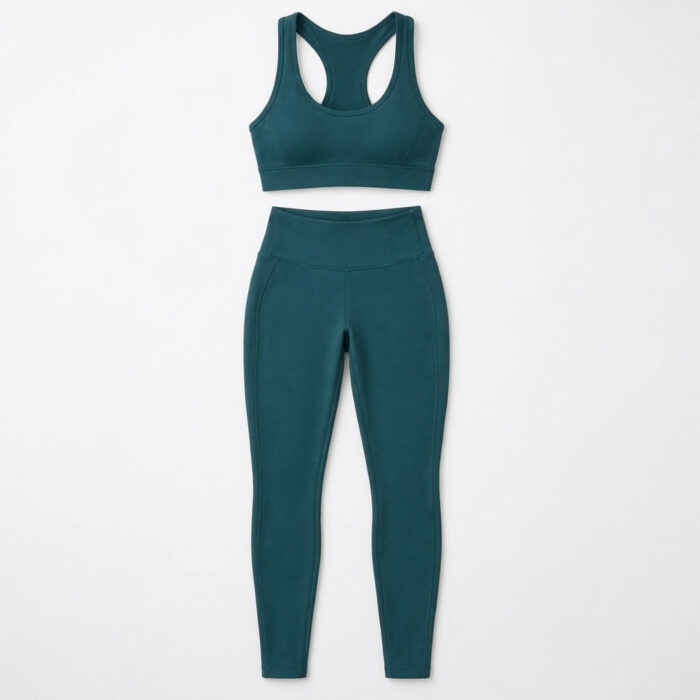 Womens Sports Bra and Leggings Set - Ocean Teal