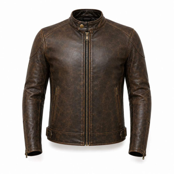Men's Distressed Vintage Washed Leather Jacket