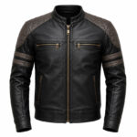 Men's Velocity Bomber Ribbed Leather Jacket