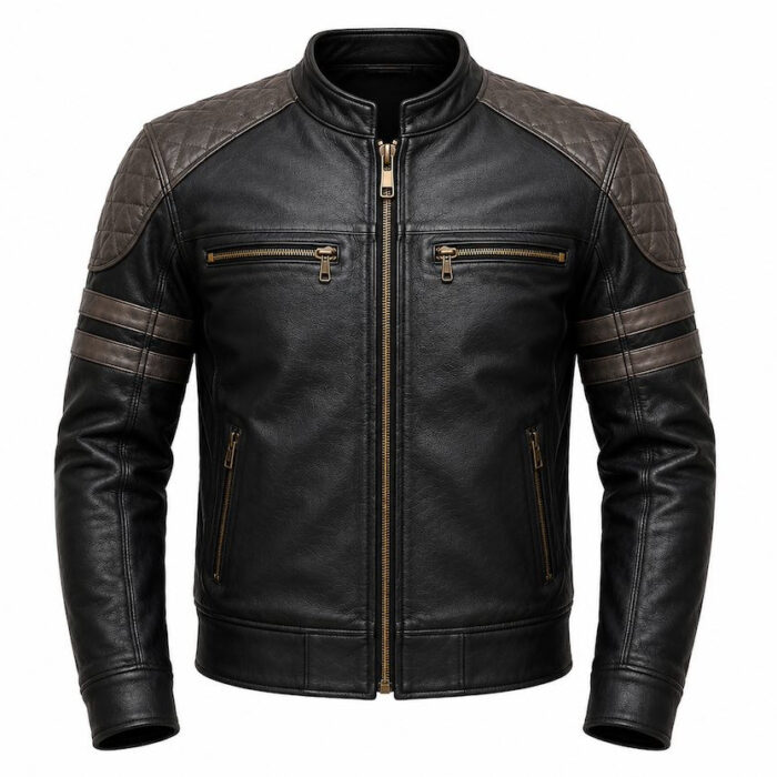 Men's Velocity Bomber Ribbed Leather Jacket