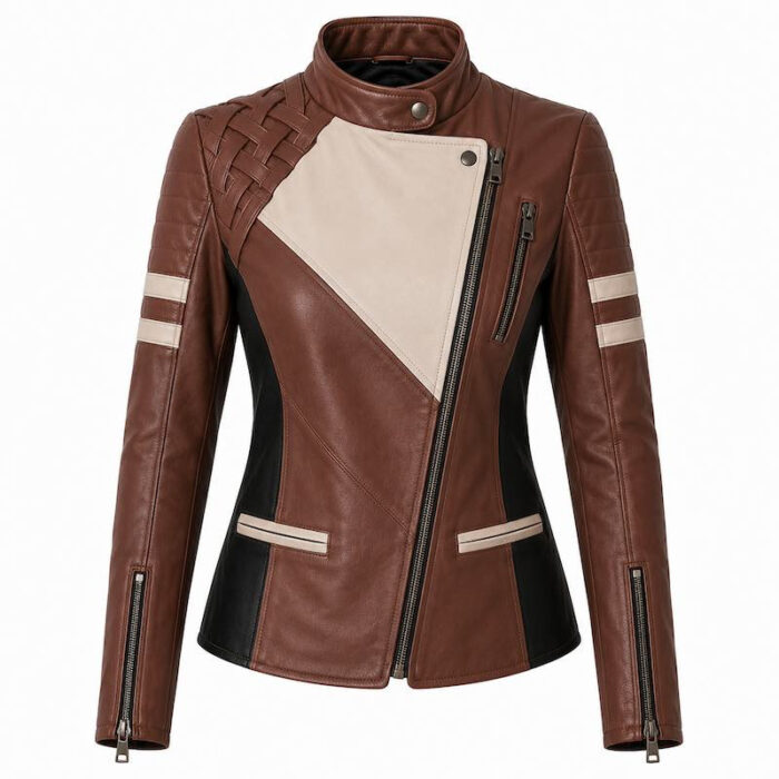 Women's Fitted Moto Racer Leather Jacket